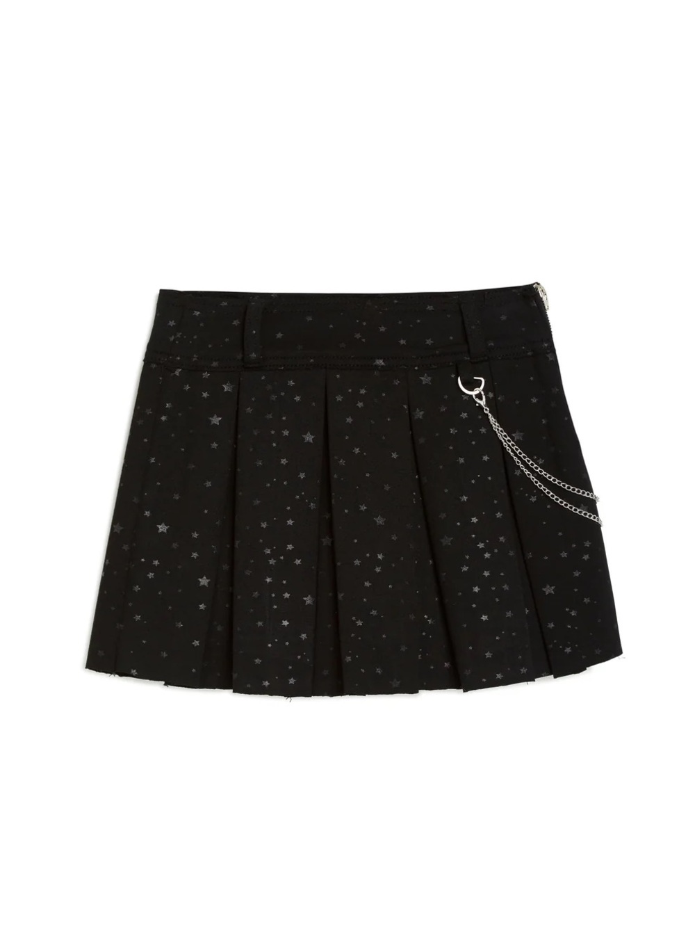 NWOT- TRACTR Coated Star Printed Ponte Pleated Skort, Black. Size 12